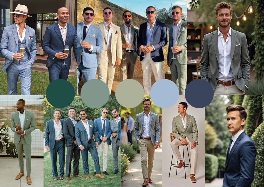 Dresscode für Herren - Grün und Blau Farbpalette